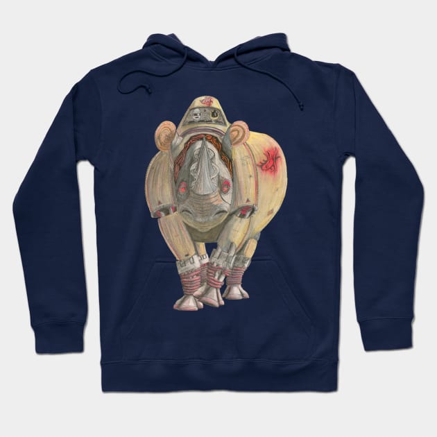 Crash of Rhinos Mechanical Rhino Lava Rhino Hoodie by AJ Leibengeist